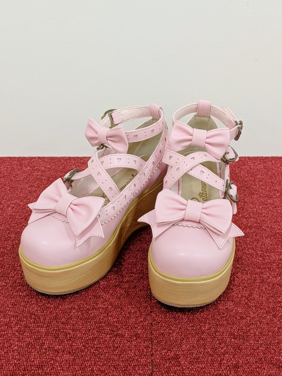 メタモルフォーゼ リボンストラップシューズ LL 黒 トリプルリボン