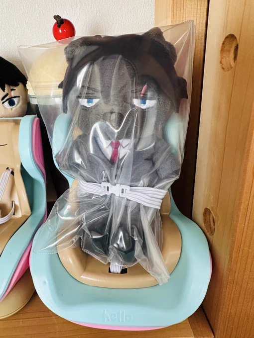 匂いが飛ばないよう、密封されるふぉぜ 神棚できるまでここに居てください