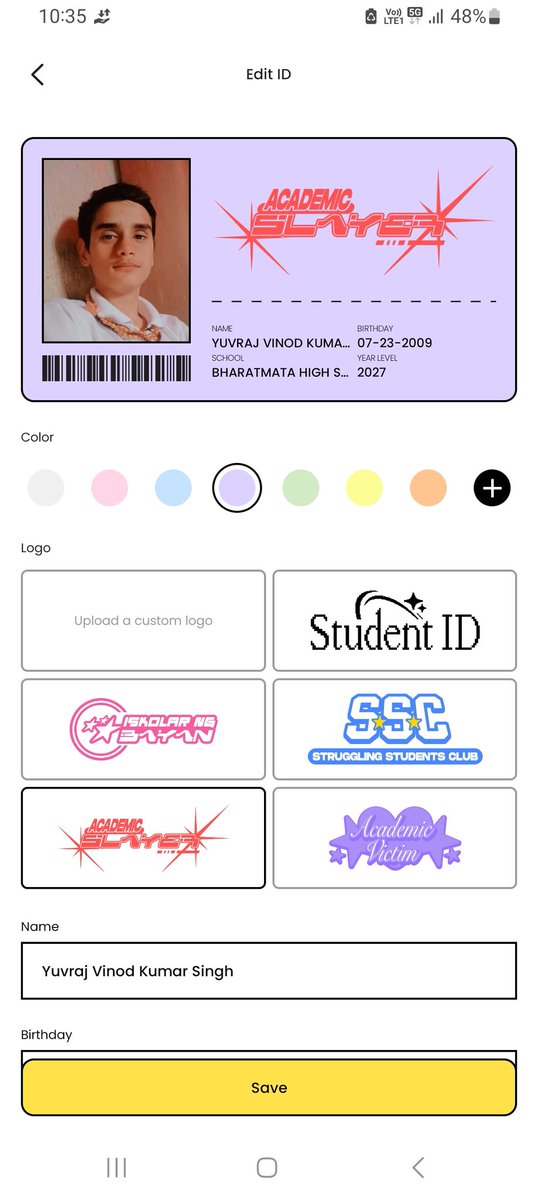 VinodSi81479013's tweet photo. The amazing thing in this app is you can make your own student id as me like this. #Folderly #FolderlyOnTop @ethan_pptart @folderly_app https://t.co/HAksWKIdit