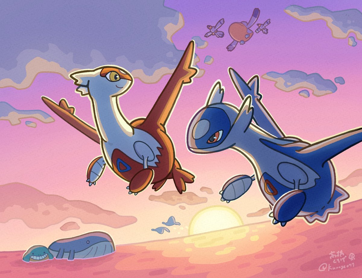 Kurage077's tweet image. ラティアス・ラティオス
#ポケモンイラスト