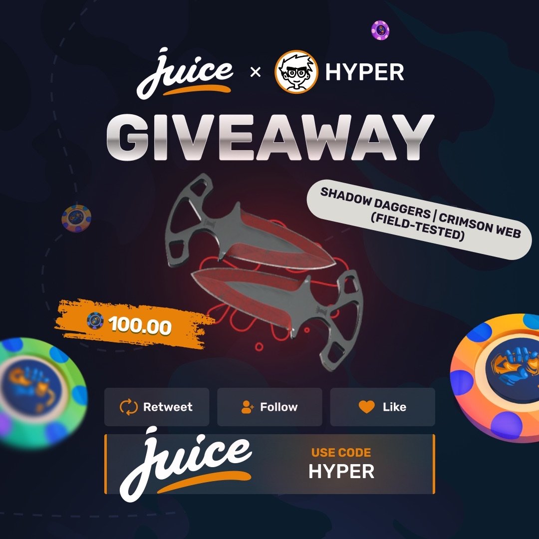 HyperGambles's tweet image. 🎁$100 GIVEAWAY
To enter:
✅Follow @HyperGambles & @juicedotgg
❤️Like and RT
⚡️Tag a friend
Optional: Use code Hyper when you sign up!
⏲️Winner drawn in 7 days