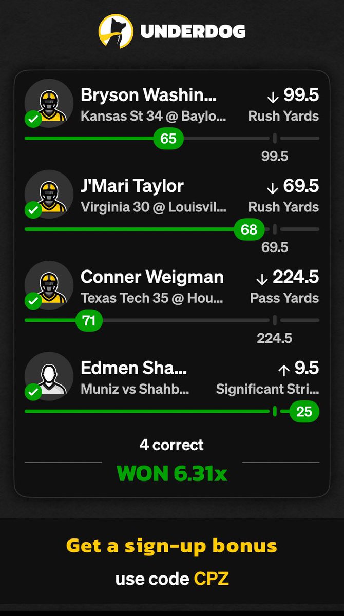 CPBetz's tweet image. WE DID IT AGAIN. ✅ At this point when we have a UFC event are we surprised? 🔥 

#GamblingX #UnderdogFantasy #UFC320 #Bovada