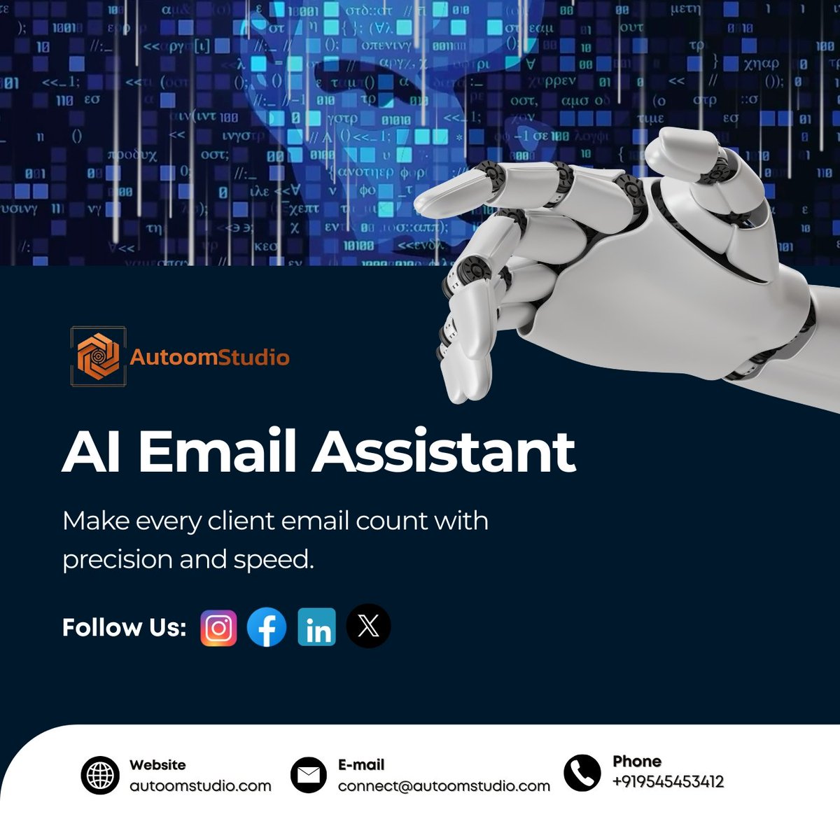 AutoomStudio's tweet photo. Feeling overwhelmed by endless tasks? Our AI Powered Agents handle the grind so you focus on what matters. Let automation, AI Intelligence &amp; Agentic support make work easier! 🚀

📞+91 9545453412
🌐https://t.co/0wEHT3Rie2

#AIPowered #AIAgent #AIWorkspace https://t.co/9L8QD4WJK0