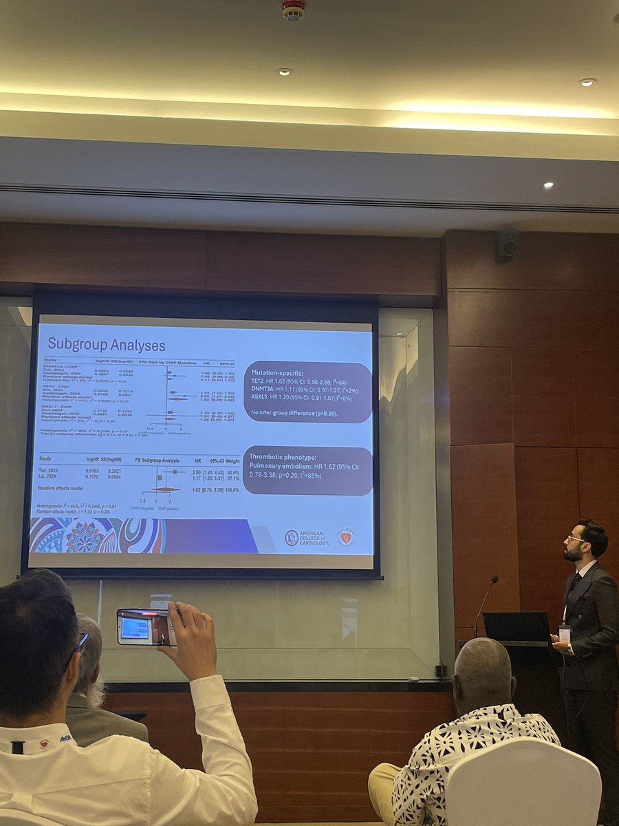 noora_alhajriMD's tweet photo. Outstanding oral abstract presentation by our talented @ANasrollahizade Dr. Amir presented impressive results about the association of Clonal Hematopoiesis of Indeterminate Potential and risk of VTE @JACC #ACCInt #ACCMidEast https://t.co/hMbf0wjPpL