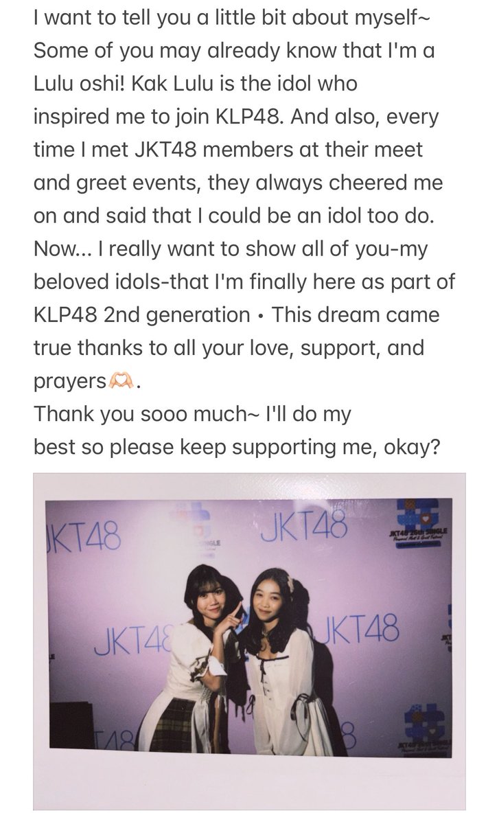 hana_klp48's tweet photo. Little bit about myself👉🏻👈🏻
#hanatalk https://t.co/ofy5xr1voB