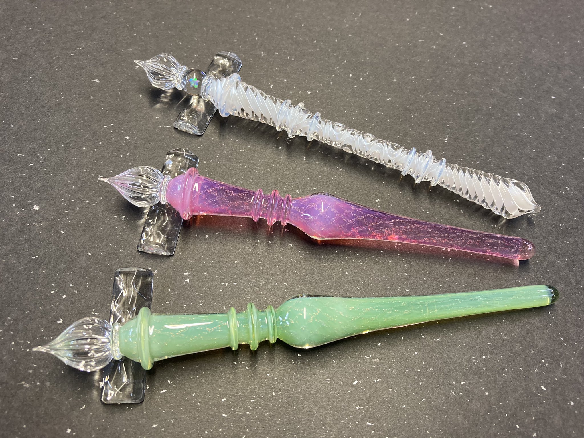 ガラスペン　ガラス工房LUC 楽天市場】1点物、フューミング＆オパール入り ガラスペン 硝子
