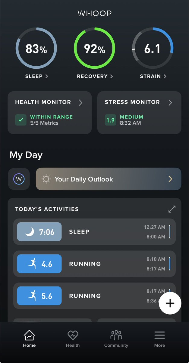 Starting the week with a good morning routine, even if it’s not very long, has made me feel much better and more appreciative of my good health. ELhamdulelah. Thanks <a href="/WHOOP/">WHOOP</a> 

#October