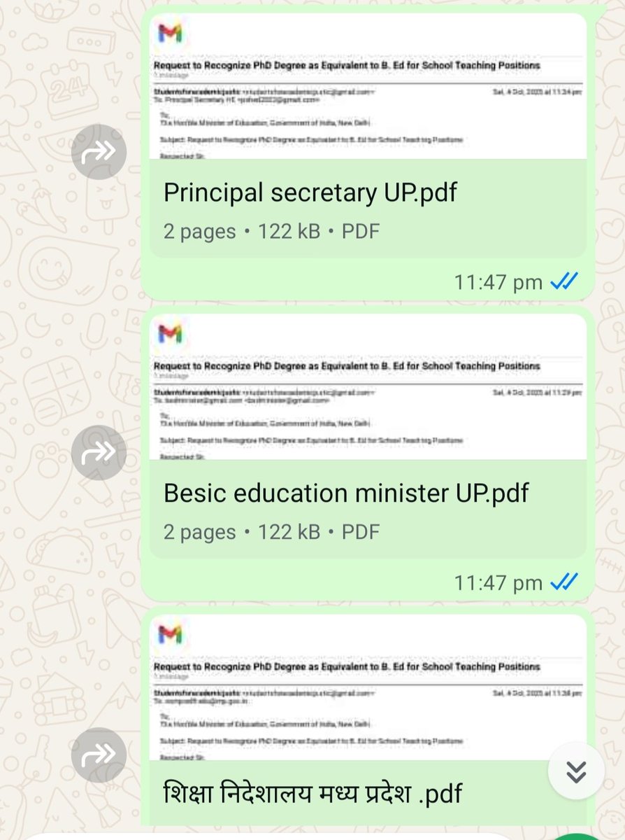 justice_saj's tweet photo. Demand to recognize PhD as equivalent to B.Ed for school teacher recruitment!
Emails have already been sent to the President, @VPIndia, Union and State Education Ministers, @CMOfficeUP &amp; @CMMadhyaPradesh &amp; Directorates of Education.
#PhD_Equivalency #EducationReform #BEdPolicy https://t.co/vJEVJDAfEW