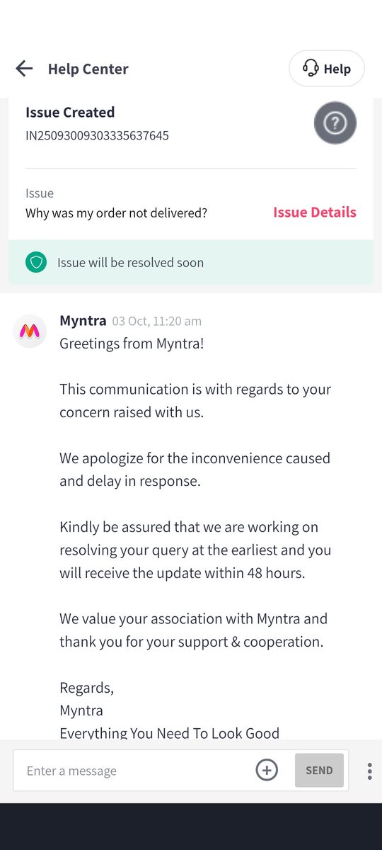 KMR616's tweet photo. I’m an Insider member facing worst service. Fake delivery attempt on 27 Sept. Complaint filed 30 Sept. Till 5 Oct only “wait 24/48 hrs” excuse from support &amp; higher team. Already filed complaint with NCH. Resolve NOW: Deliver in 24 hrs OR refund at current price. @MyntraSupport https://t.co/9cu7RdSNwP