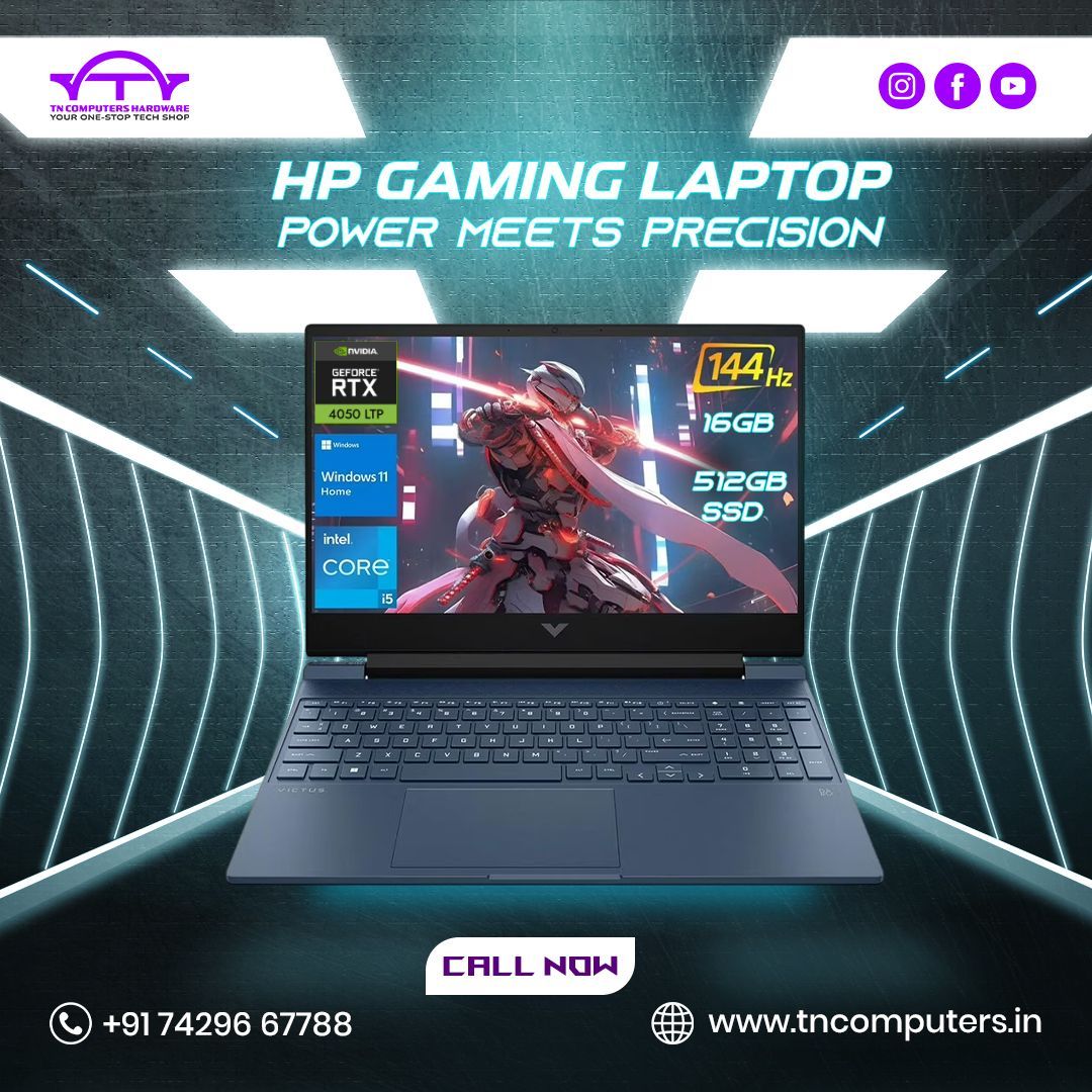 Tncomputerstech's tweet image. 🎮 Level up with the all-new HP Gaming Laptop!
⚡ Intel Core i5 | RTX 4050 | 144Hz FHD
💾 16GB RAM | 512GB SSD
🪟 Windows 11 Home

🔥 Unleash precision and performance.
📞 +91 74296 67788 
🌐 tncomputers.in

#GamingLaptop #HPVictus #RTX4050 #IntelGaming #TnComputers