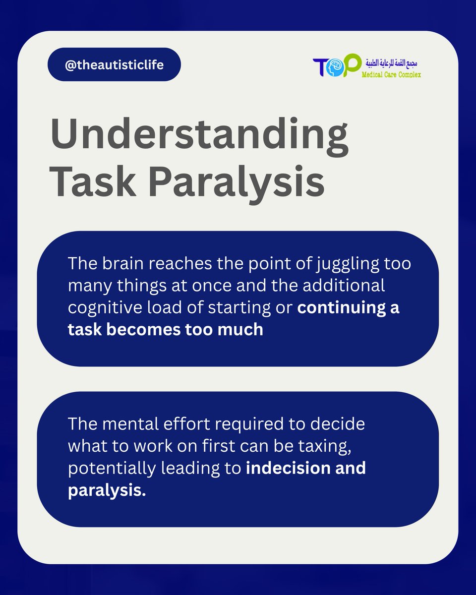 TopMedicalCare's tweet image. Task paralysis isn’t laziness. 💭
It’s what happens when your brain is juggling too much at once, and even deciding where to start feels overwhelming.
If you’ve ever felt stuck staring at your to-do list, you’re not alone. 💜
#TaskParalysis #ExecutiveDysfunction #MentalHealth