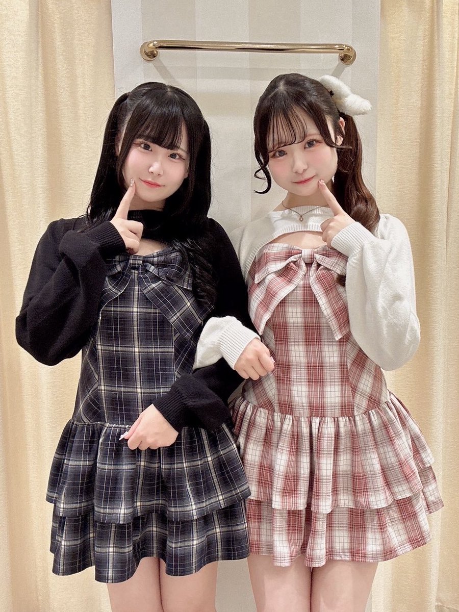 evelyn 原宿店限定 ビッグリボンティアードOP チェック フリーサイズ