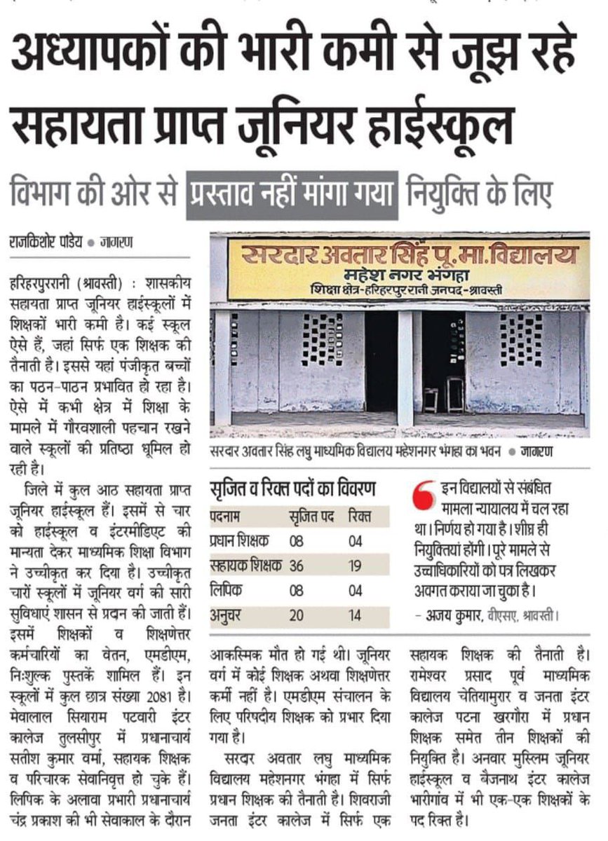 NagendraPandey_'s tweet photo. जूनियर एडेड शिक्षक भर्ती 2021 अगर अबतक पूरी हो गईं होती तो शायद इन विद्यालयों और नौनिहालों की ये समस्या दूर हो गई होती । महोदय कृपया संज्ञान लें 🙏 @myogiadityanath @kpmaurya1 @thisissanjubjp @brajeshpathakup @brajeshlive @CMOfficeUP 2021 की इस भर्ती को अविलंब पूर्ण करें 🙏 https://t.co/4FT1aX3hKW