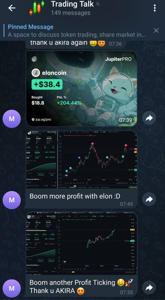 GM fam ☀️
Every day more people are cashing in with our bots 
🚀 Calls Bot catching Pumpfun plays
🐋 Whales Buys Bot tracking the biggest moves

Come hang out in our group. You’ll find a corner to chat with fellow comrades from the trenches.
$Akira #SOLANA
