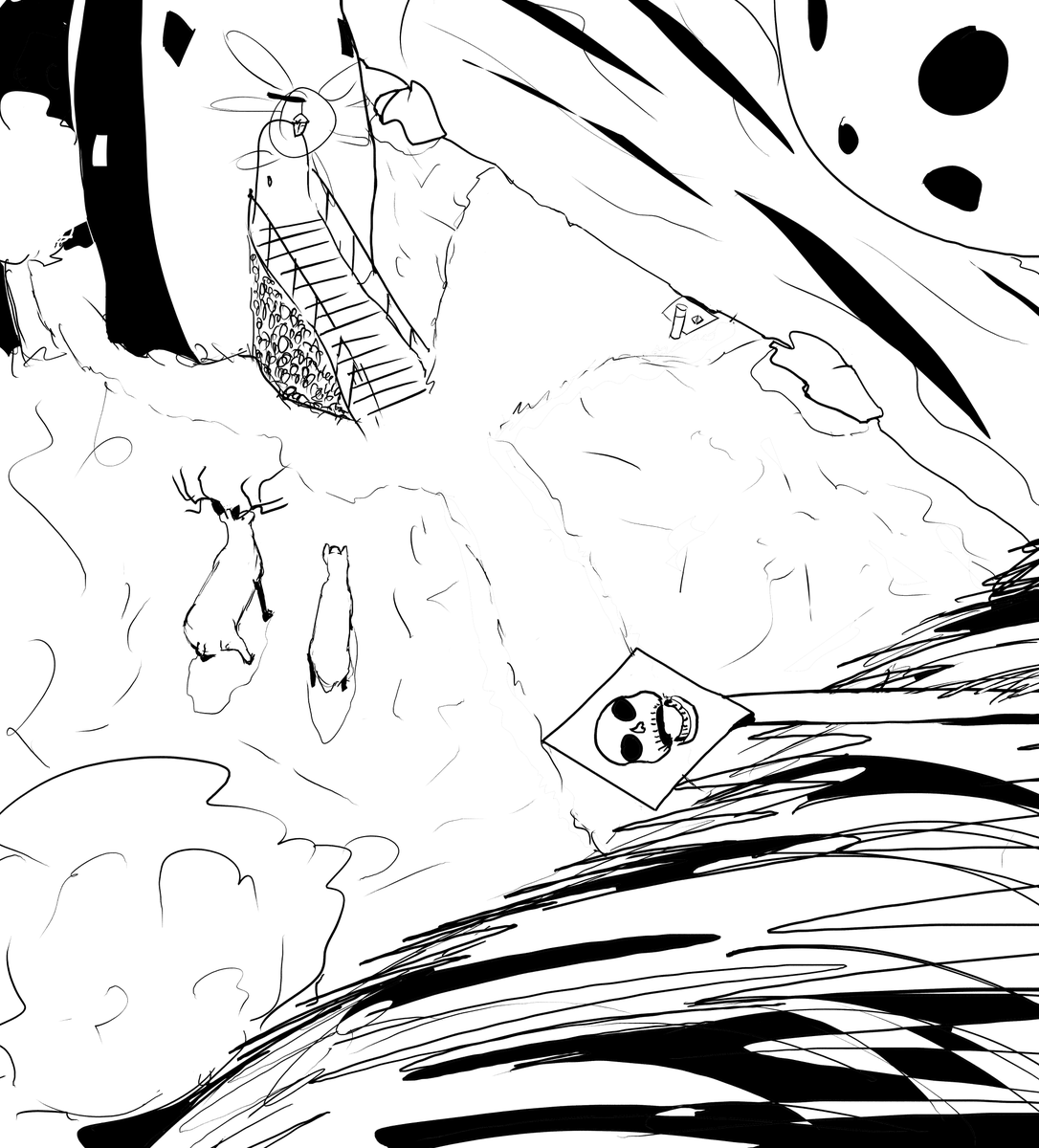 K0ccc1k's tweet photo. #Inktober2025  #Inktober 4-5, murky image of deer. Wizard live here? or a demon? What about wizmon, i guess it his name now. https://t.co/UHU3M3EsQF