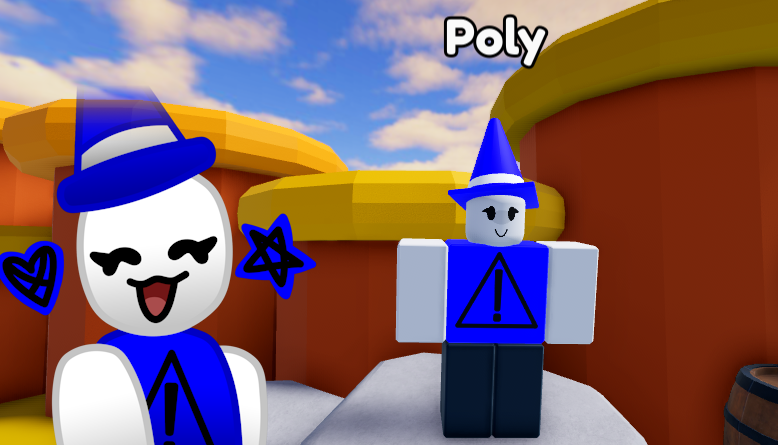MoonyNightDev's tweet photo. Meet Poly in the upcoming #FallingBlocks update! She loves cones, talks about cones, see cones, and has cones in her head. Oh, I forgot the detail that she has a cone protecting her from getting hurt, she has fear of it! Get ready for a spooky blocky update soon! #RobloxDev https://t.co/ggJ0jP4iAV