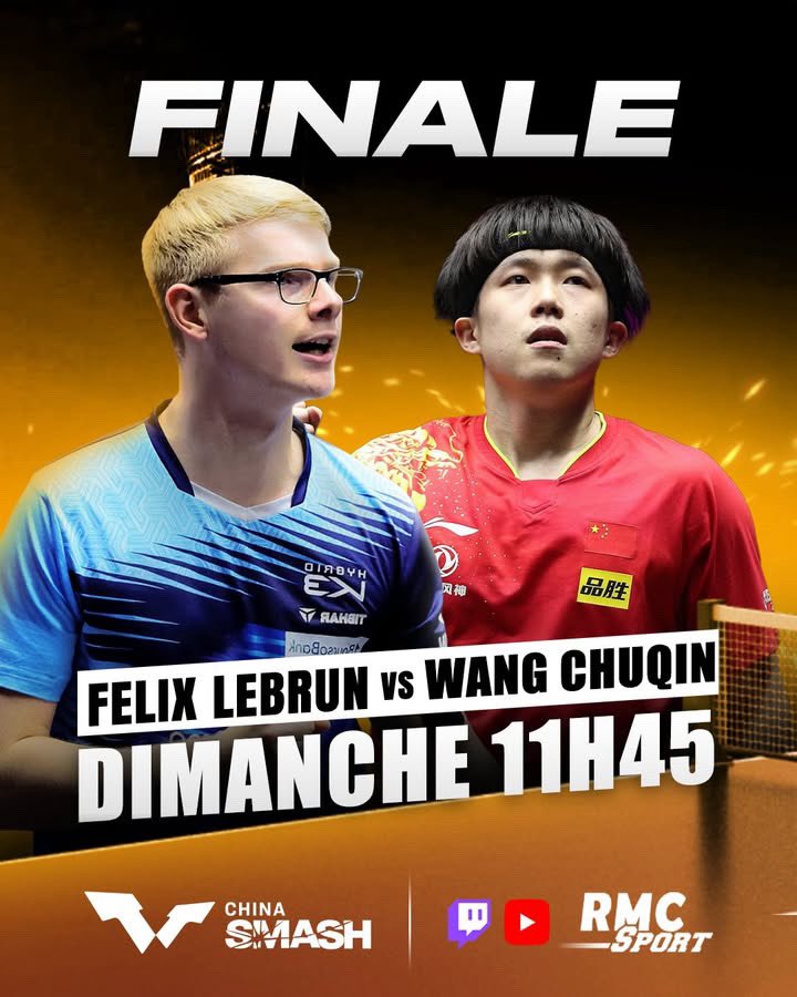 ChoAllez's tweet image. UN MATCH POUR MARQUER L’HISTOIRE DU PING FRANÇAIS ! 🌟

🇫🇷F. Lebrun 🆚 Wang Chuqin🇨🇳
⌚️11h45
📸📺YouTube/Twitch RMC Sport

Une finale de rêve face au n°1 mondial ! ON Y CROIT TOUS ! 💙🤍❤️