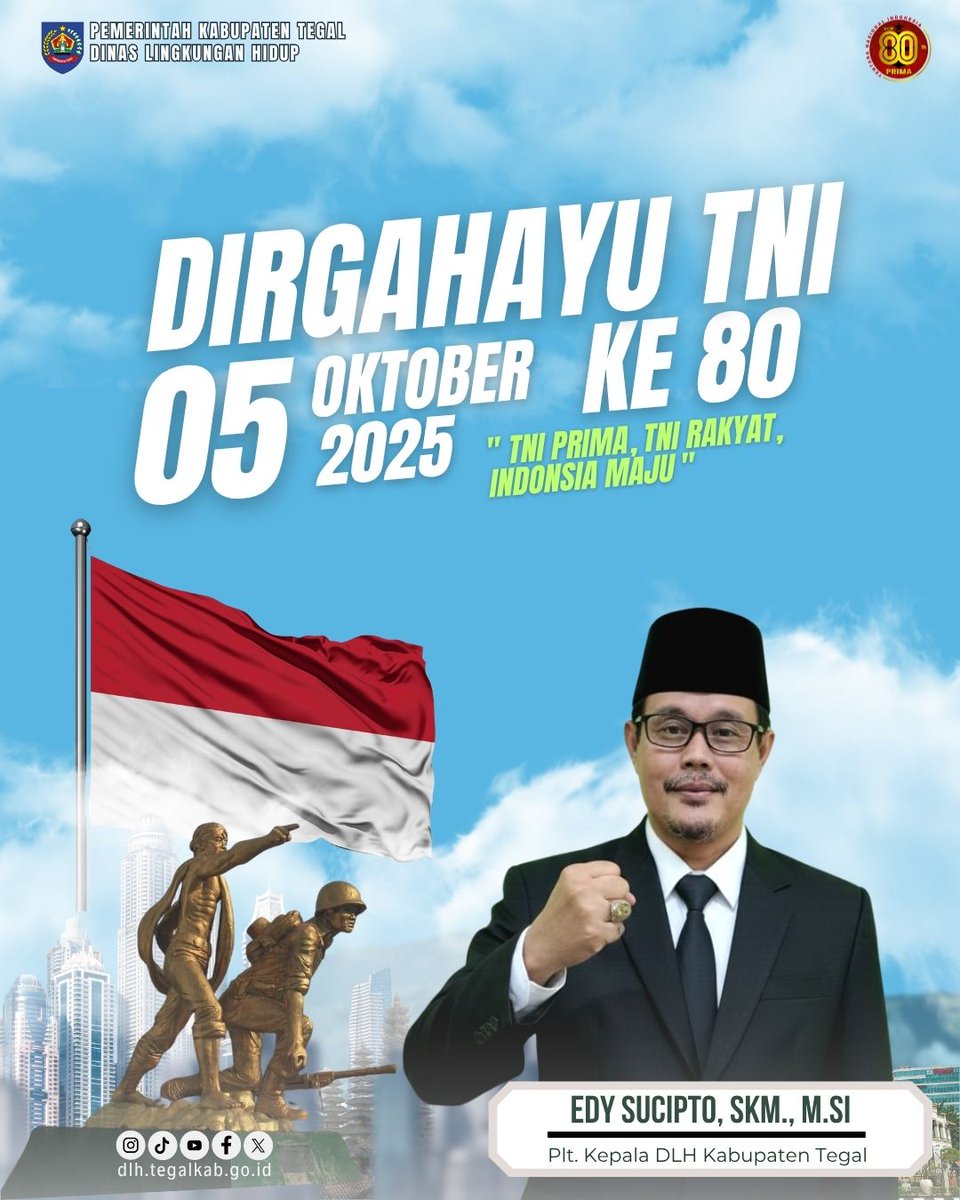 dlhkabtegal's tweet photo. Selamat Dirgahayu ke-80 Tentara Nasional Indonesia 🇮🇩
“TNI PRIMA, TNI RAKYAT, INDONESIA MAJU”

Semangat juang dan dedikasi TNI menjadi teladan bagi kita semua untuk terus menjaga negeri, membangun bangsa, dan melestarikan lingkungan 🌿

#DirgahayuTNI #huttni80 https://t.co/LpJh8DB8Hc