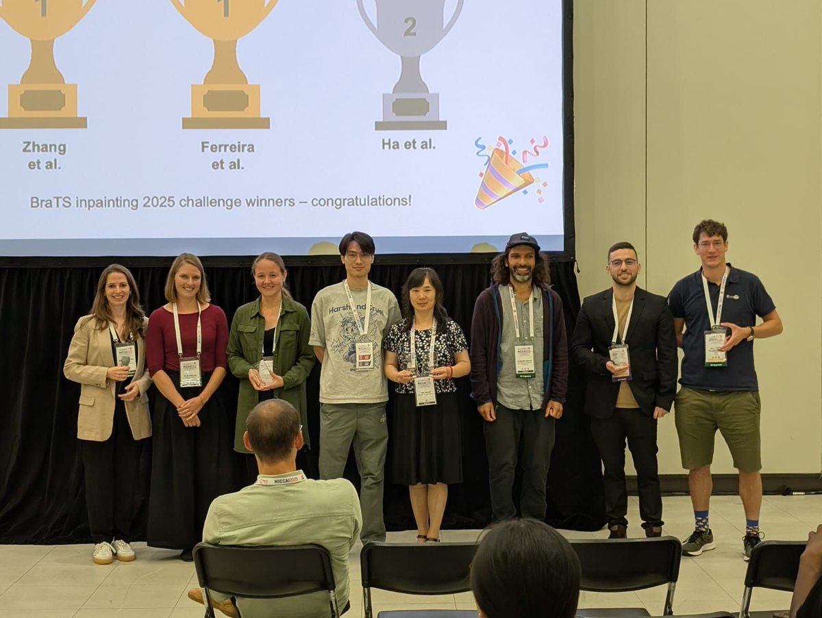 BraTS_inpaint's tweet image. The #MICCAI2025 #BraTS #inpainting challenge this year was a blast! We would like to thank and congratulate all challenge participants and organizers!

Algorithms and method descriptions are now available to the public.

Read our summary on LinkedIn: tinyurl.com/3e3rk6wy