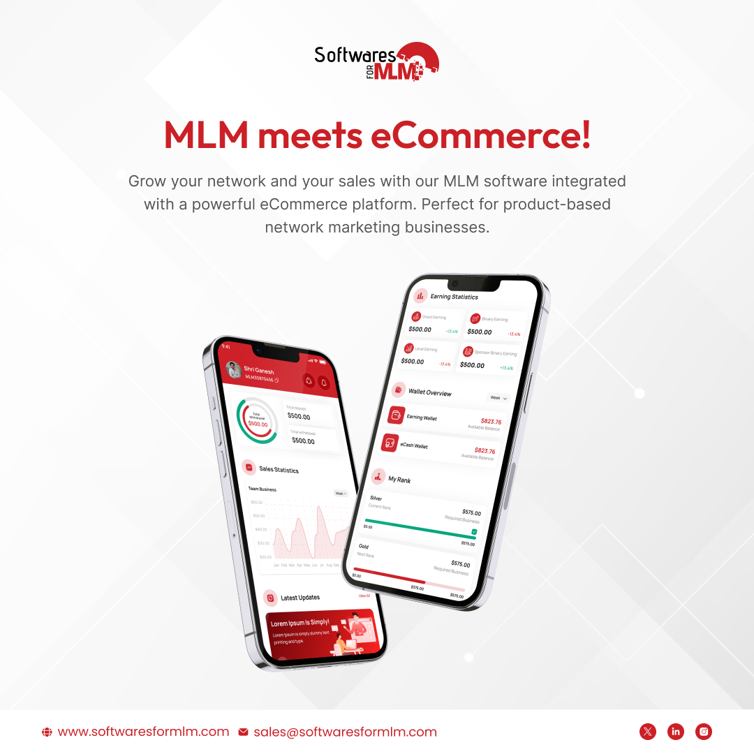 Softwaresformlm's tweet image. MLM meets eCommerce!
Grow your network and your sales with our MLM software integrated with a powerful eCommerce platform.
Perfect for product-based network marketing businesses.
tinyurl.com/4tb5ch9b
#MLMSoftware #eCommerceMLM #MLMSolutions #SoftwaresForMLM #CryptoMLM