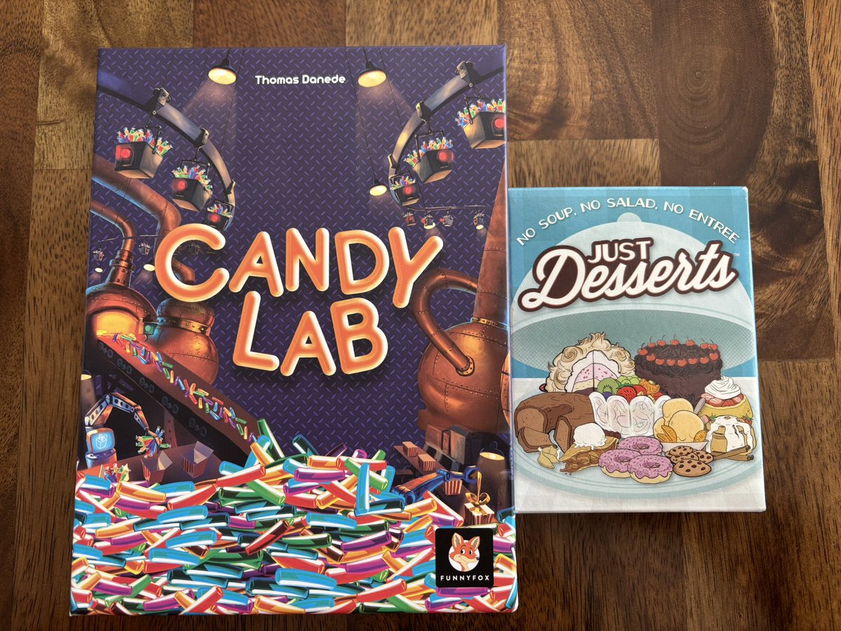 LandonSquire's tweet photo. Boardtober Day 5 - “Sweet”
A couple of games came to mind with this Sweet prompt.
Just Desserts @LooneyLabs
Candy Lab @FunnyfoxGames
#boardtober hashtag started by @getintogames1
#boardtober #boardtober2025 #sweet #boardtober2025sweet #howlouseesit #justdesserts #candylab https://t.co/KD3CRROnrv