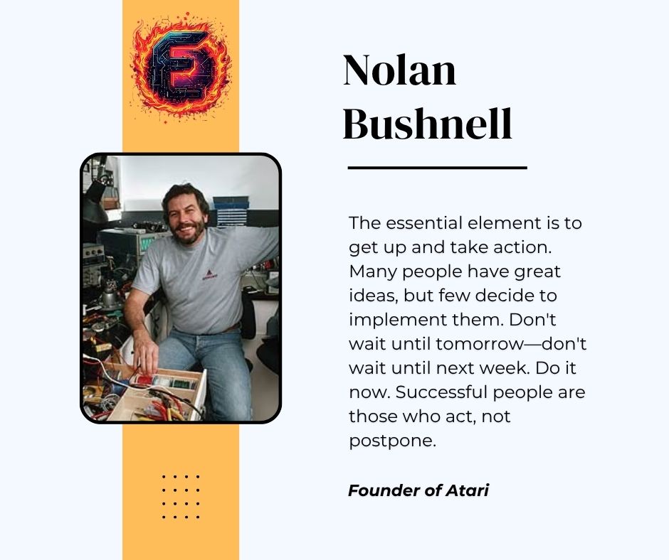 easy_enigm25's tweet image. The essential element is to get up and take action. Many people have great ideas, but few decide to implement them. Don&apos;t wait until tomorrow—don&apos;t wait until next week. Do it now. Successful people are those who act, not postpone.
Nolan Bushnell, founder of Atari.
#EasyEnigma