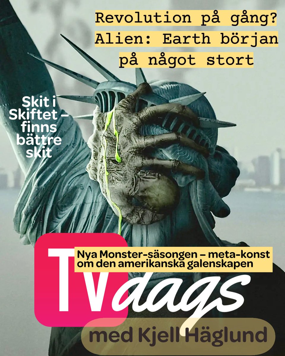 Kjells slutanalys av Alien: Earth + nya Monster-säsongen, Netflix Skiftet, SVT:s objektivitetsbugg, Cory Hanson, MAGA på Ryder Cup, finsk screwball, Spotify-gate, Slow Horses, Tarkovskij, Stevie Nicks i ”krigshärjade” Portland m.m.
tvdags.ghost.io/234-alien-eart…