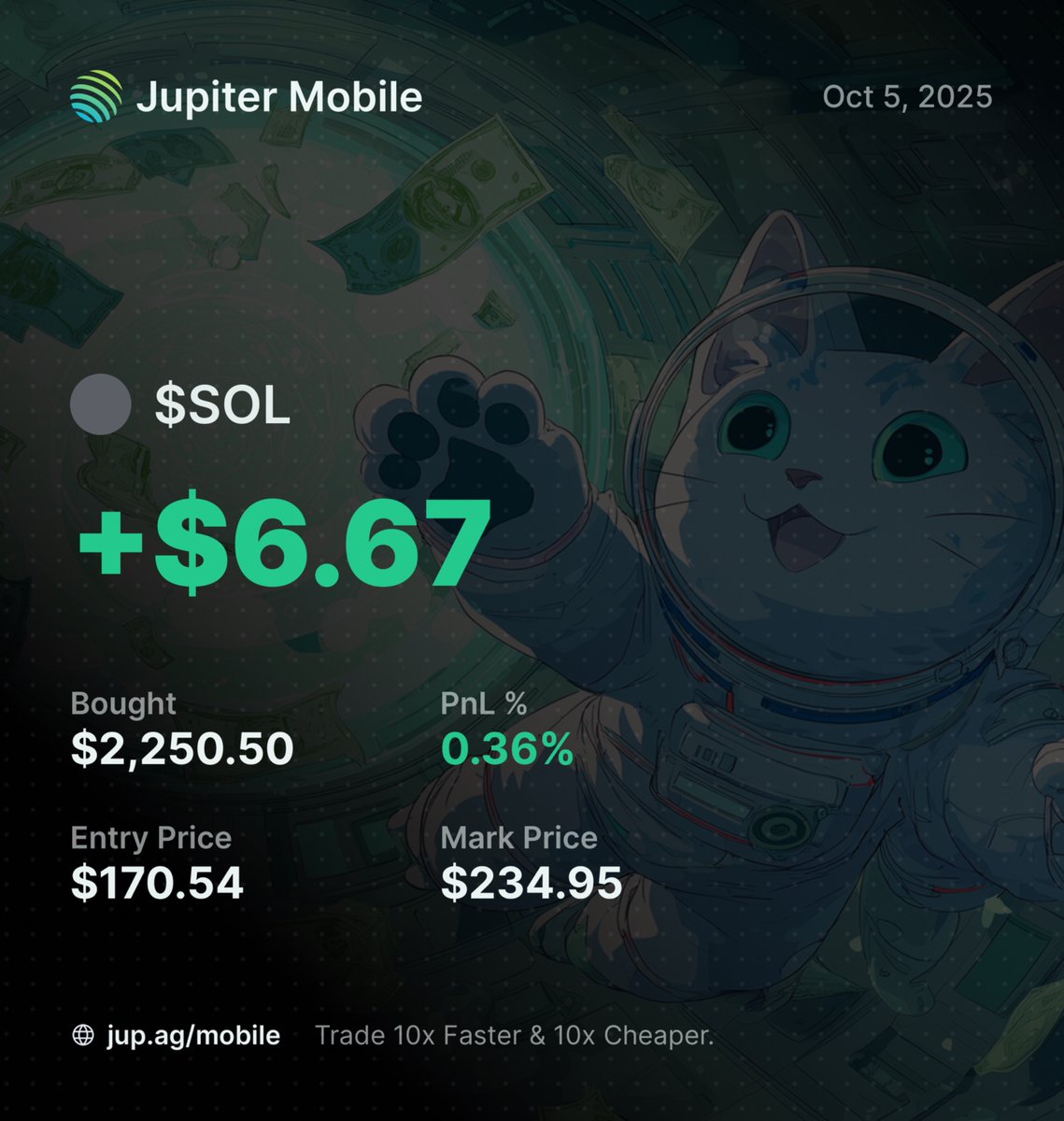 <a href="/JupiterExchange/">Jupiter</a> <a href="/jup_mobile/">Jupiter Mobile</a> Here is my PNL, now get me that 1k$.. 
Jupiter is indeed the best ❤️