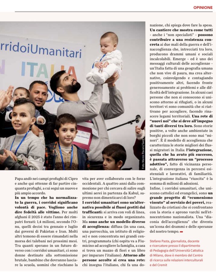 ‘#Corridoiumanitari, intuizione ecumenica e segno di #speranza’. Su Il Segno della <a href="/chiesadimilano/">ChiesadiMilano</a>, la “diaconia dell’accoglienza” diventata
un’icona dei drammi e delle speranze
del nostro tempo. 8400 profughi giunti in Italia in 10 anni <a href="/santegidionews/">Comunità di Sant'Egidio</a>