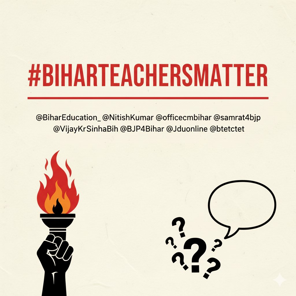#BiharTeachersMatter
सरकार शिक्षको को सिर्फ बातों से ही क्यों
सम्मान देती हैं। 
अन्य कर्मचारियों कि तरह वेतन, ग्रेड पे,7th pay का लाभ BPSC शिक्षकों को क्यों नहीं ?
<a href="/BiharEducation_/">Education Department, Bihar</a>
<a href="/NitishKumar/">Nitish Kumar</a> <a href="/officecmbihar/">CMO Bihar</a> <a href="/samrat4bjp/">Samrat Choudhary</a> <a href="/VijayKrSinhaBih/">Vijay Kumar Sinha</a> <a href="/BJP4Bihar/">BJP Bihar</a> <a href="/Jduonline/">Janata Dal (United)</a> <a href="/btetctet/">बिहार शिक्षक मंच</a>