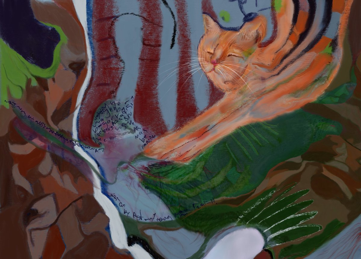 GM 
With my new artwork ♡

This piece feels so tender and dear to me...
When I start creating it spontaneously, I reach ideas and forms I never thought I could express before.
And during the process of creating it, it even inspired me for an animation — can you guess which one?