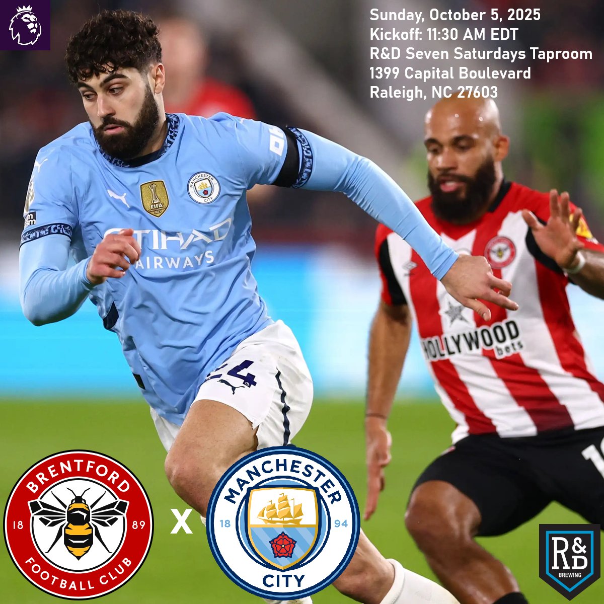 Join us this morning at R&amp;D as Manchester City travel to west London to take on Brentford. Kickoff against the Bees is at 11:30 AM.

#mcfc #mancity #mancityosc