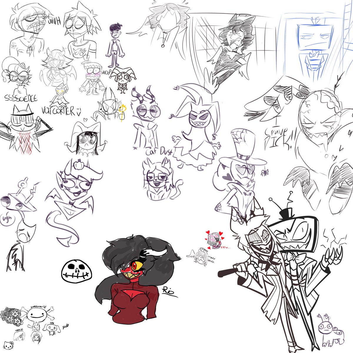 Tonight's doodles 
<a href="/VolticGlitch_/">VolticGlitch YT</a> <a href="/RoFroYo/">RoFroYo</a> <a href="/Mystery07388524/">MysteriousSkullMystery</a> <a href="/cosmiccfeline/">Cos</a> 
#vees #alastor #gorillaz #mammon #hazbin #hazbinhotel #helluvaboss
#tdac