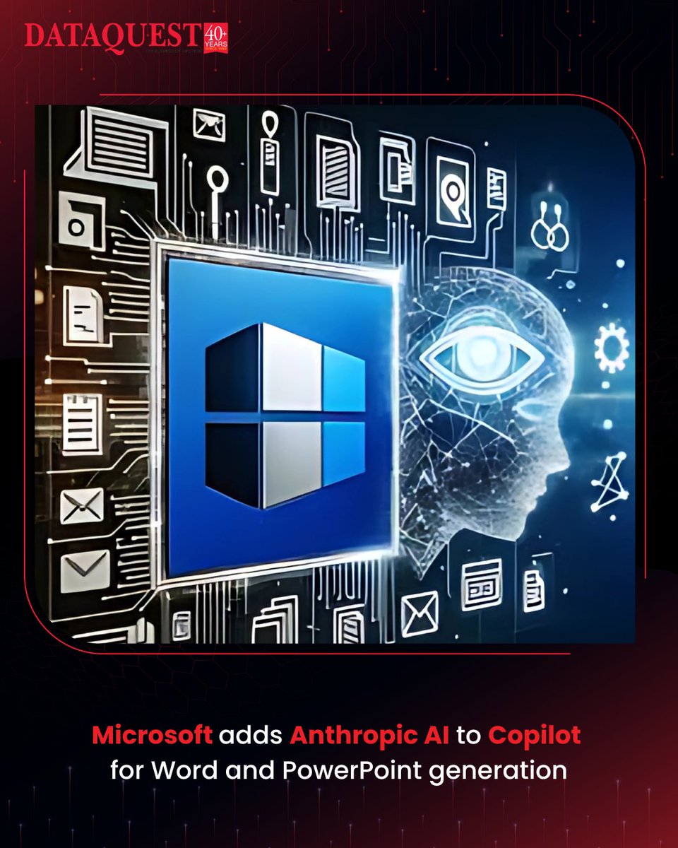dataquestindia's tweet photo. Microsoft launches the Office Agent in Copilot chat, using Anthropic's AI models to generate complete PowerPoint presentations and Word documents from a single prompt.

By Punam: https://t.co/Boeq4F4RsD

#dataquest #microsoft #anthropicAI #AI #capilot @Microsoft  @AnthropicAI https://t.co/MsV4rT8pN6