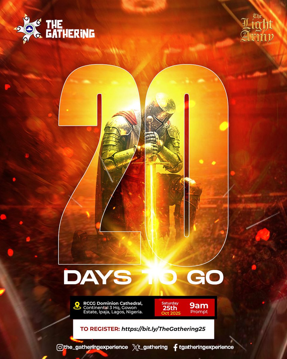 t_gathering's tweet photo. We can't wait anymore! 🙌 We are ready! 💪 An army is rising🔥 The momentum is building, and the energy is palpable. 🌊 
Get ready for the most epic gathering of the Light Army! 

Register now:  https://t.co/4FM35X5Df5

#TheGathering
#TheGathering2025
#TheLightArmy https://t.co/Or7wXNhdqf
