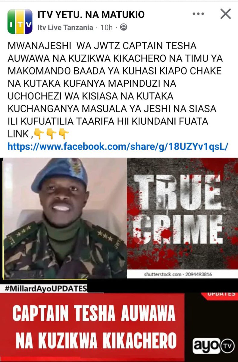 bizy94's tweet photo. 🚨 #BREAKING: CCM's Despicable Fake News Campaign – Spreading Lies About Captain Tesha's Death to Silence Dissent! 🚨

Fellow Tanzanians, wake up! The ruling party CCM has stooped to a new low by publishing FAKE NEWS on Facebook pages claiming that brave Captain K. Tesha – the courageous military officer who recently spoke out against national threats, corruption, and political interference in our armed forces – is DEAD! This is a blatant assassination of character, designed to intimidate patriots and crush any voice daring to expose the rot in our leadership.