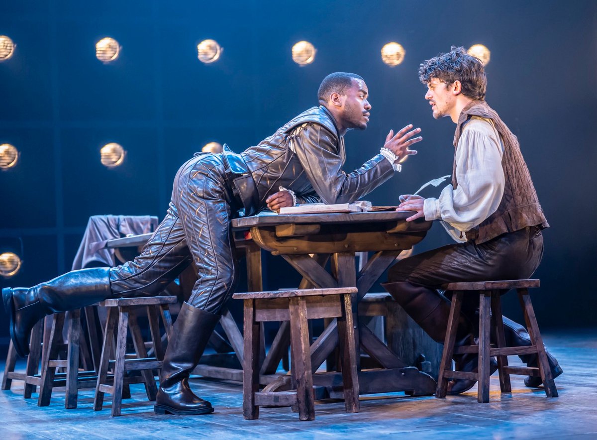 BrigitteUhrmann's tweet photo. I love mindgames about what might have been. Shakespeare and Marlowe, collaboration, infatuation, spy recruiting? Who knows. #BornWithTeeth is clever, cheeky, funny, thrilling. #NcutiGatwa and #EdwardBluemel excel. https://t.co/5Ca2RZpVoG