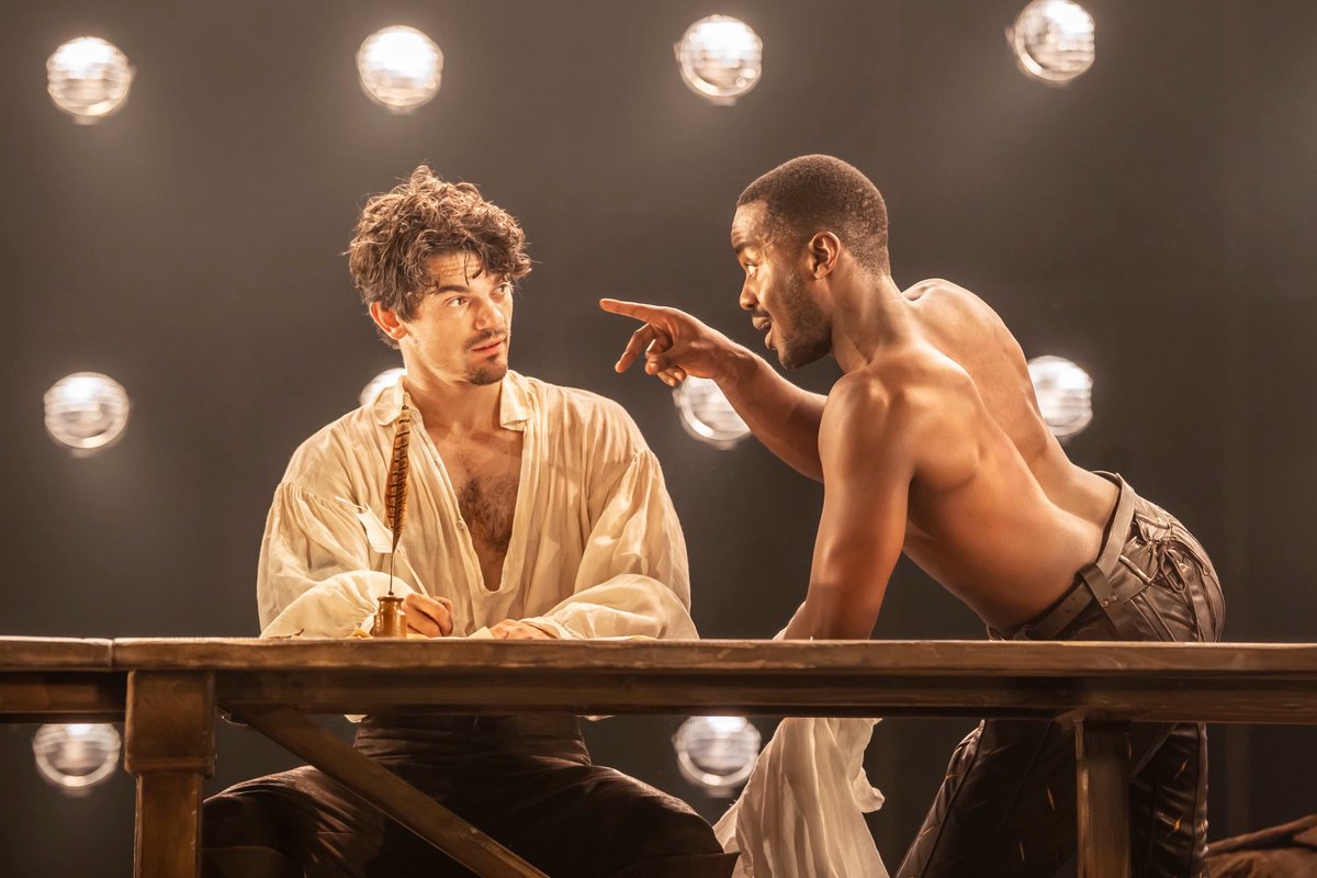 BrigitteUhrmann's tweet photo. I love mindgames about what might have been. Shakespeare and Marlowe, collaboration, infatuation, spy recruiting? Who knows. #BornWithTeeth is clever, cheeky, funny, thrilling. #NcutiGatwa and #EdwardBluemel excel. https://t.co/5Ca2RZpVoG