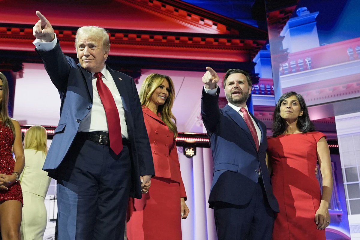 TurkishCentury's tweet image. Rules for me, Not for thee -- Did you know that &quot;anti-immigration&quot; US President #Trump and his VP #Vance are both married into immigrant families? Melania Trump came from 🇸🇮 Slovenia and became a US citizen in 2006, while both of Usha Chilukuri Vance&apos;s parents are 🇮🇳 Indian-born.