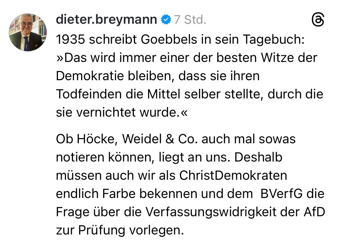 Guten Morgen, ein kühler Herbsttag mit Regen steht uns hier bevor. Damit es für Deutschland keinen erneuten bitterkalten Winter für die Menschlichkeit gibt, muss das #AfDVerbotsverfahren das Gebot der Stunde sein! Alle zusammen, gegen den Faschismus!
(Screenshot FB-Fund)