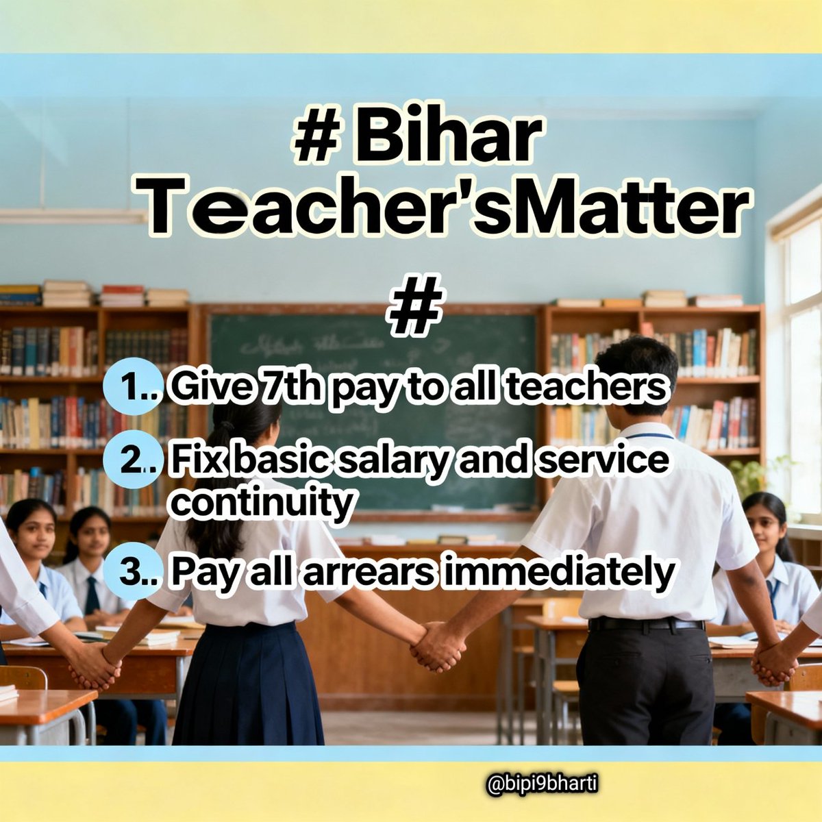 JyotiYa93471411's tweet photo. #BiharTeachersMatter हर विभाग को लाभ, पर शिक्षक फिर उपेक्षित।
सेवा निरंतरता और सातवाँ वेतन कब तक टलता रहेगा?
#BiharTeachersMatter
@BiharEducation_ @NitishKumar @btetctet @Jduonline @News18Bihar https://t.co/LjUPaz50bc
