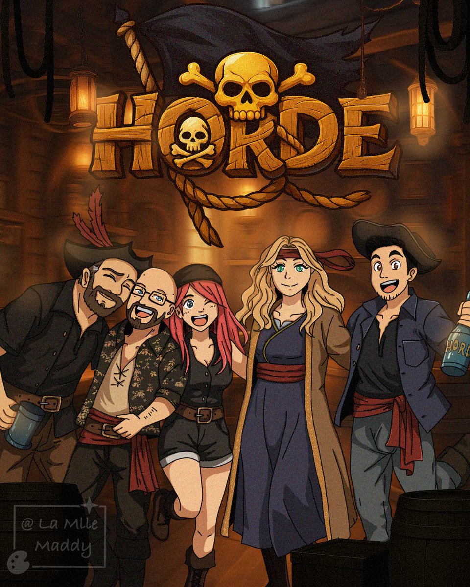 LaMlleMaddy's tweet image. Fertig ist die Horde #fanart. Wenn aus eben mal doch ein großes Projekt wird. ☠️ 
@Gronkh @PhunkRoyaI @TheLizaGrimm @xPandorya @ marv 

💿 Clip Studio Paint+Background assets from Clip 
💻 iPad Pro + Apple Pencil 
⏱️ ~ 40 hours 

#LaMlleMaddy