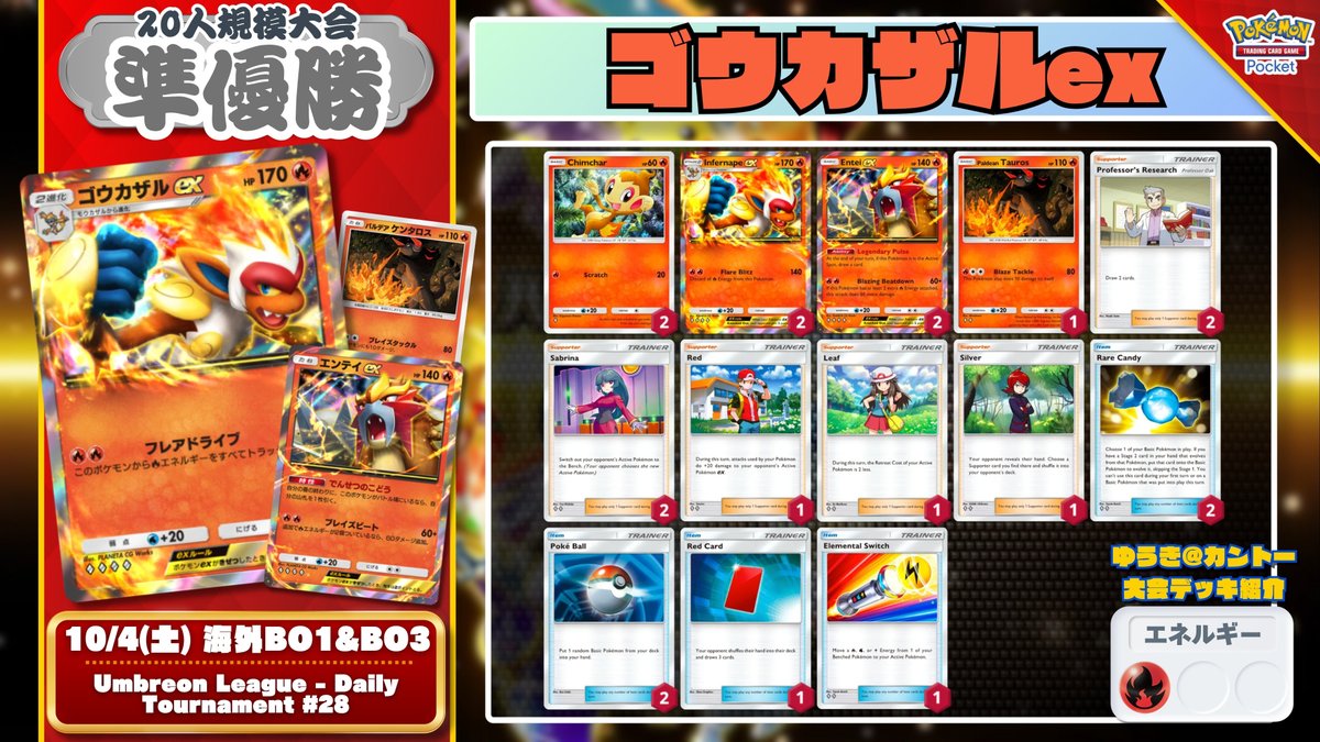 ポケポケ #デッキ紹介A4b 『ゴウカザルex / エンテイex』 小規模大会で