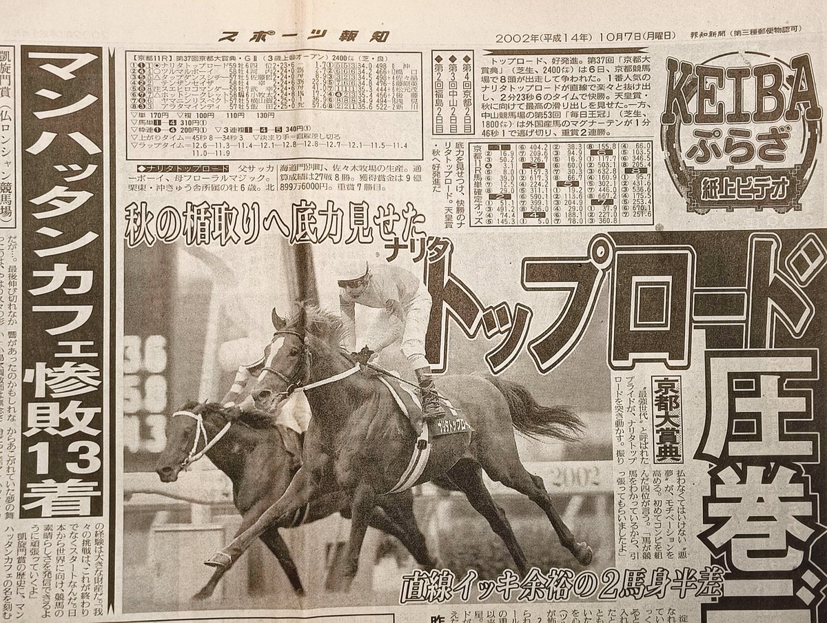 osumijet's tweet photo. 京都大賞典を小中規模牧場の生産馬が勝ったのは久々。ここ30年では
ディープモンスター(矢野牧場2025)
トーホウアラン(前川正美2012)
ナリタトップロード(佐々木牧場2002)
くらい。ちなみに矢野牧場と佐々木牧場はご親戚同士。トップロードはその後苦手の中山の秋天で2着。さてディープは?
#京都大賞典 https://t.co/Sbywqpkre0
