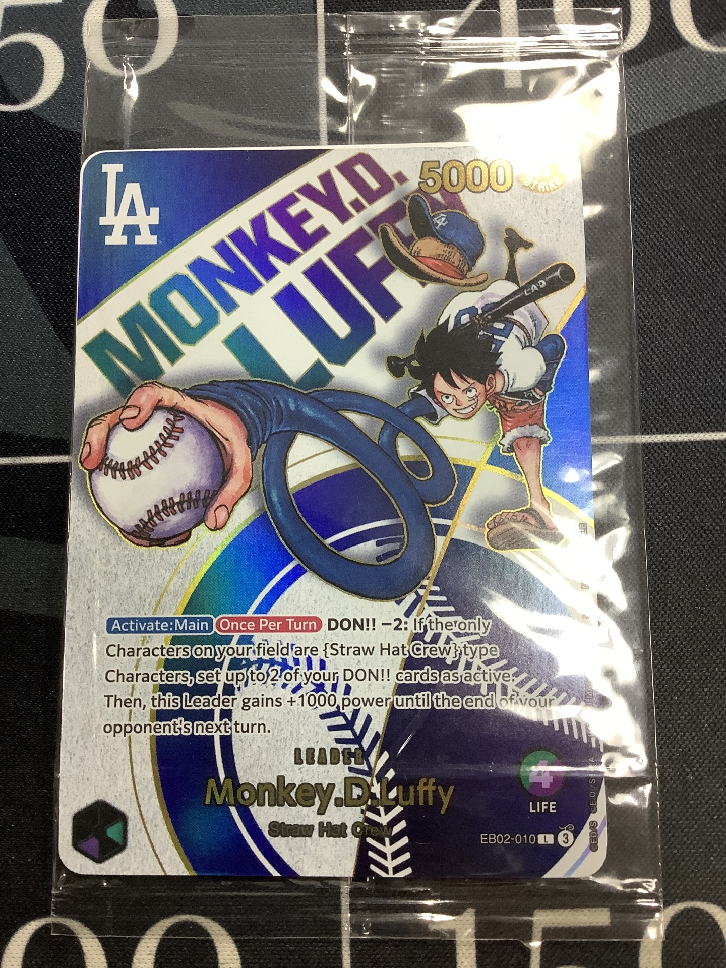 [未開封]ワンピースカード ドジャース ルフィ EB02-010 美品 モンキー・D・ルフィ L (ビニール未開封) [EB02-010]【英語版