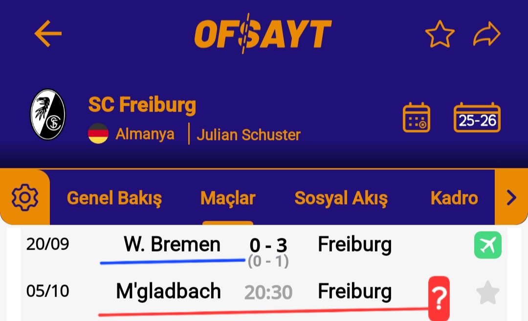 🎯 ALMANYA BUNDESLİGA – SÜRPRİZ TEMAS: FREIBURG &amp; BREMEN

Son iki sezonda Freiburg’un sürpriz senaryolarında ortak bir adres var: Bremen!

📍 2023-24 Sezonu:
Heidenheim deplasmanında 2/1 sürpriz çıkaran Freiburg, hemen ardından Bremen deplasmanına gidiyor!

📍 2024-25 Sezonu: