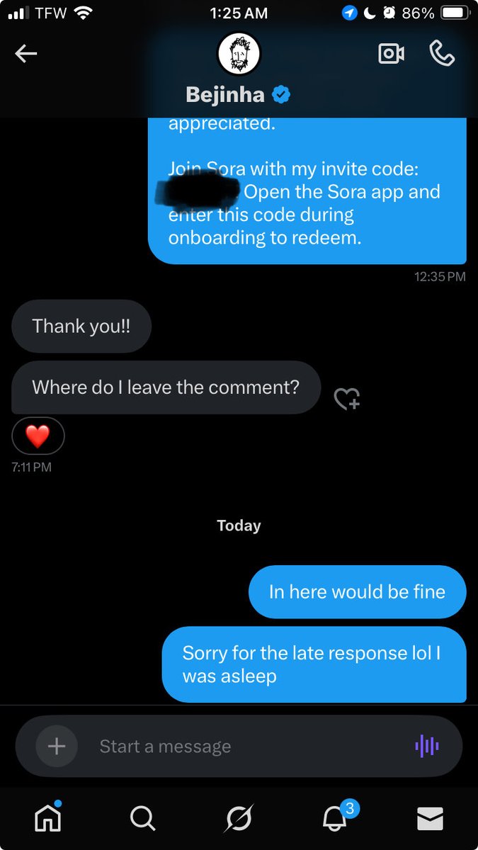 #Sora2 stills have 540 invites left. First 540 members who follows, likes, retweets, and comments “ SORA 2” will receive a free SORA 2 code in DMs

Make sure your DMs are open so I can send you it!!

Here’s proof that I actually send codes to the people who what’s said above