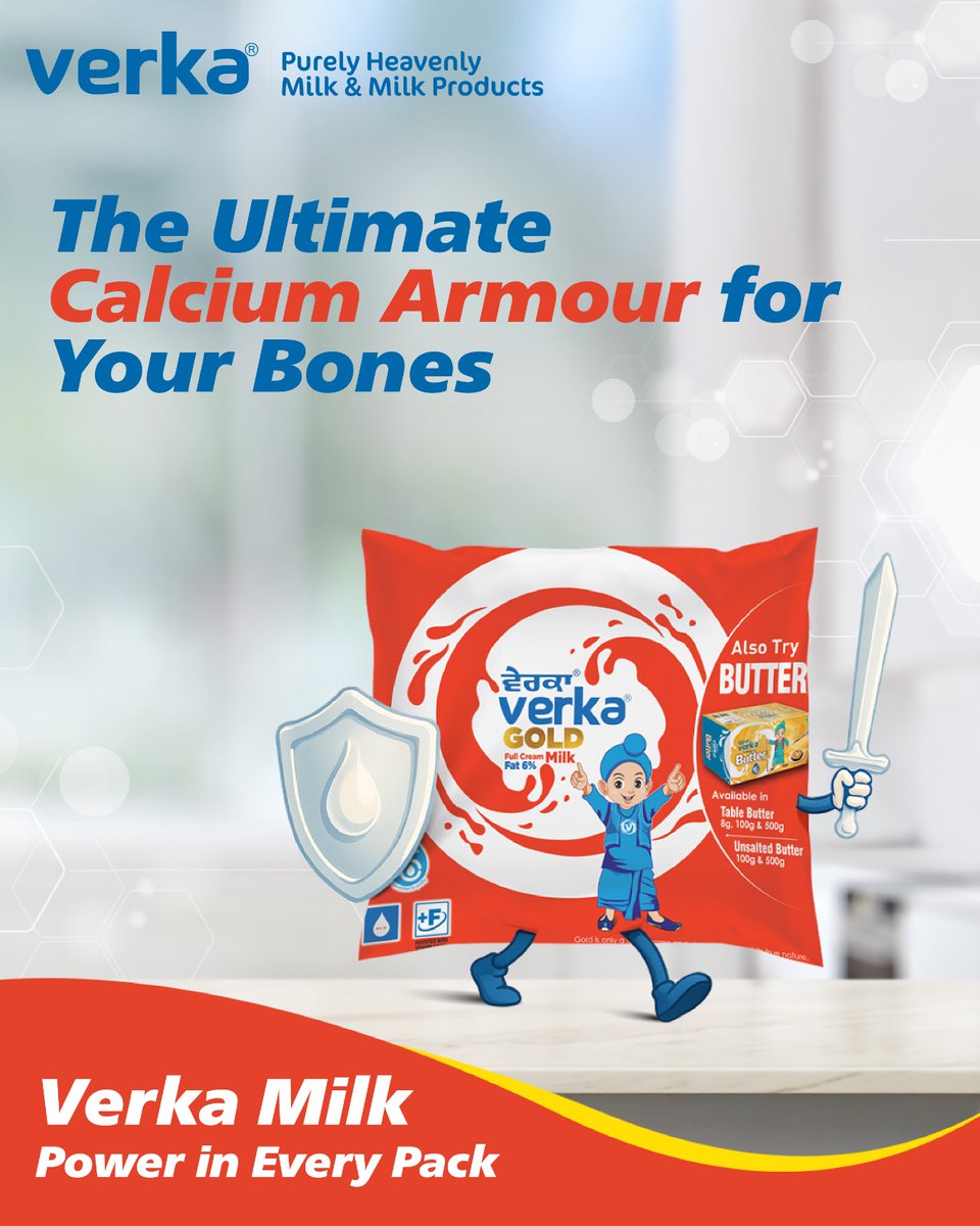 Verka_Coop's tweet image. Fuel your day with Verka Milk – the ultimate calcium armour for your bones.
Power-packed nutrition in every drop! 💪

#VerkaMilk #CalciumPower #StrongInside #PowerInEveryPack
