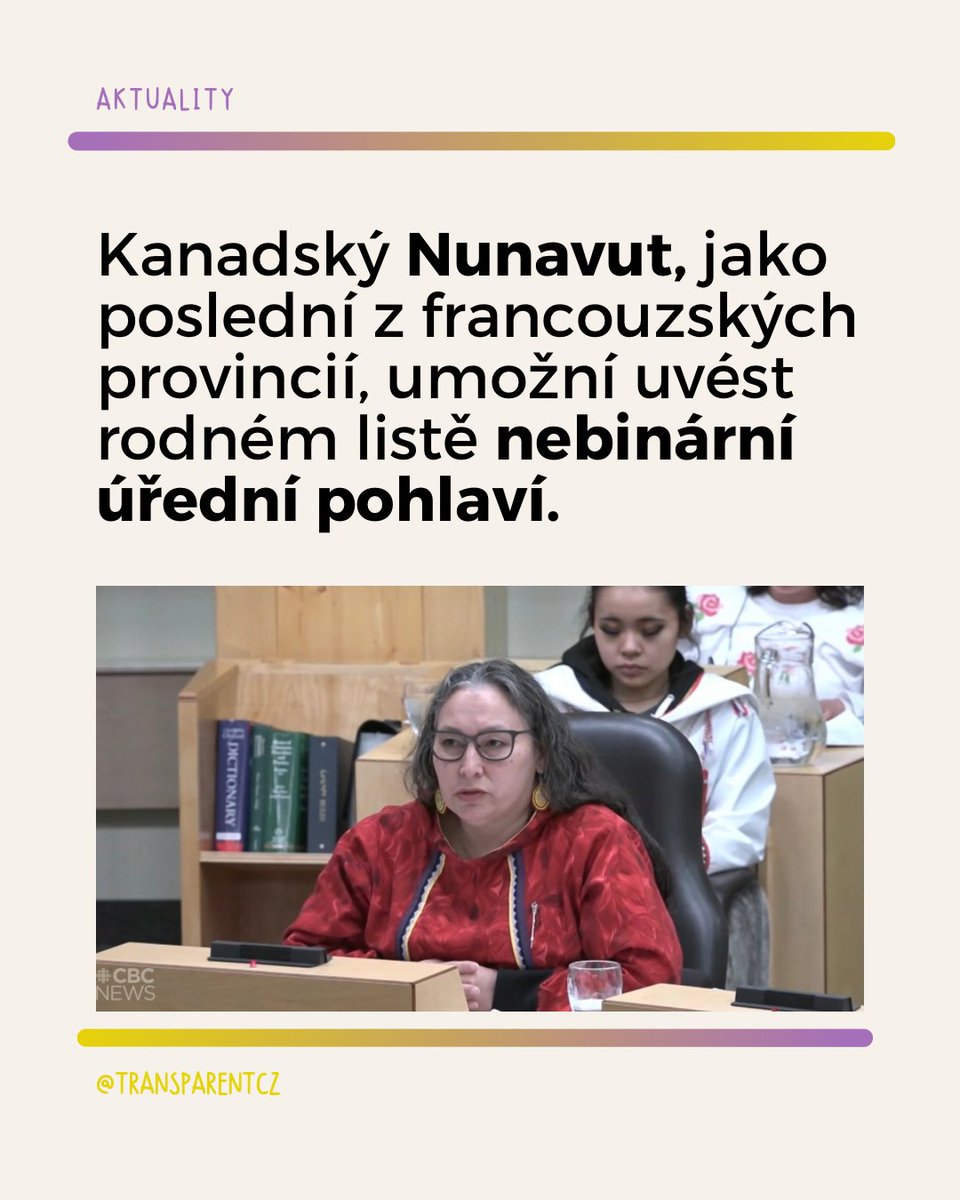 🇨🇦Kanadská provincie Nunavut umožní uvést v rodném listě nebinární úřední pohlaví. ⚧️ Jednalo se o poslední státní provincii, která to dosud neumožňovala.

Zdroj: cbc.ca/player/play/vi…
