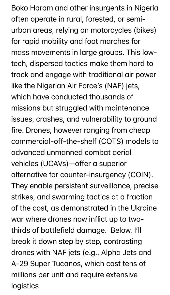 I know this won’t get anywhere or any attention but Boko Haram use bikes &amp; walking crowd <a href="/HQNigerianArmy/">Nigerian Army</a> can use cheap drones they’re cheaper and better than NAF jets that cost more per flight &amp; often crash. Ukraine proves this how tons of them, use drone swarms NOW!